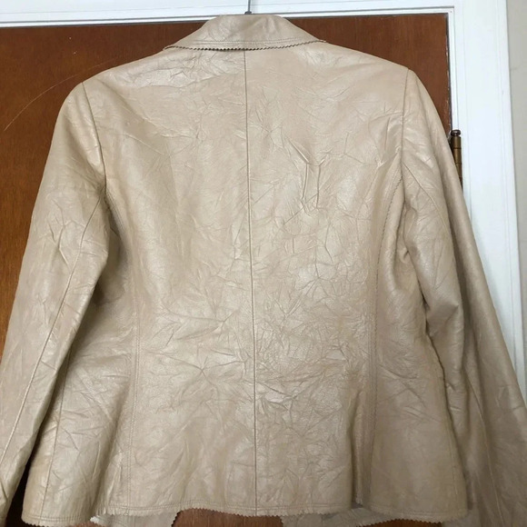 Annie Klein Crinkle Texture Leather Jacket M - Picture 5 of 13